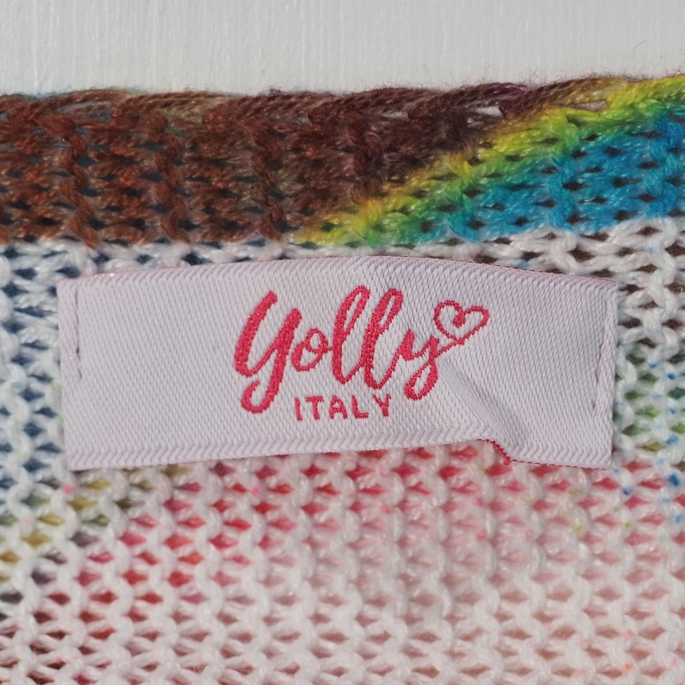 Yolly Italy Womens One Size Oversized Sweater Batwing Rainbow Abstract Open Knit - Picture 3 of 8